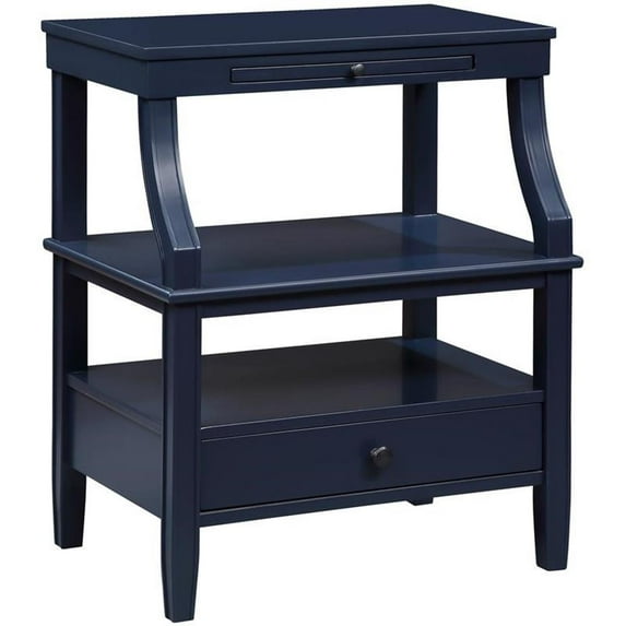 Maklaine Transitional Midnight Blue Wood Storage 1-drawer Nightstand