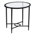 thumbnail image 1 of Maklaine Transitional Oval Iron Metal & Glass Side Table in Painted Black, 1 of 3