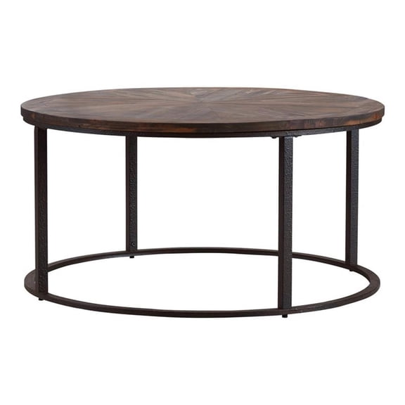 Maklaine Transitional Reclaimed Wood Cocktail Table in Natural - Black