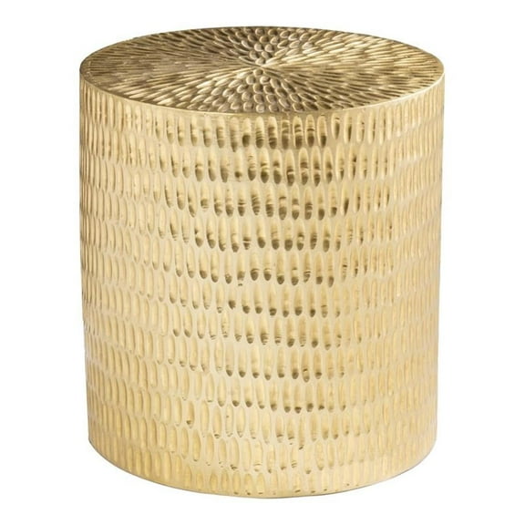 Maklaine Transitional Round End Table with Brass Cladding in Gold