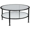 thumbnail image 1 of Maklaine Transitional Round Glass Top Coffee Table in Black, 1 of 8