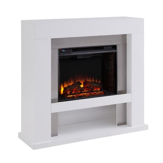 Maklaine Transitional Stainless Steel Electric Fireplace in Gray