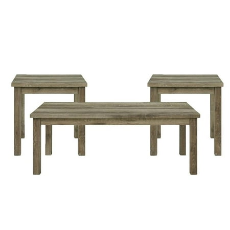Maklaine Transitional Wood 3PC Occasional Table Set with Lift Top in Oak