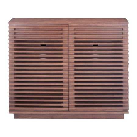 Maklaine Transitional Wood Base 35.1''H x 41.6''W x 14''D Walnut Cabinet