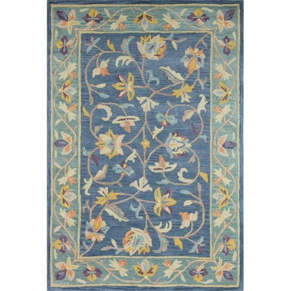 Maklaine Transitional Wool Area Rug Azure Finish 7'6" X 9'6"
