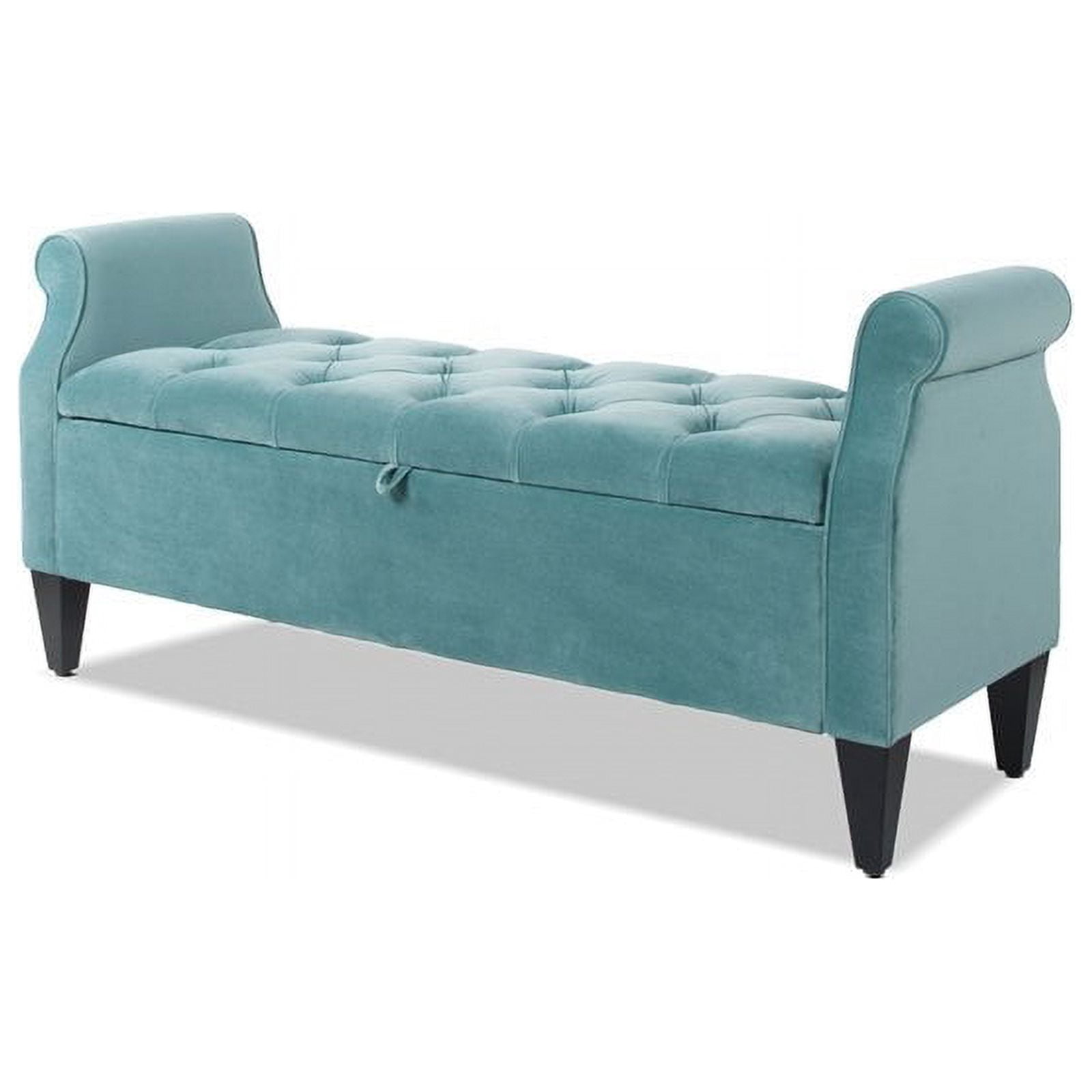 Maklaine Tufted Roll Arm Storage Bench in Arctic Blue Finish - Walmart.com