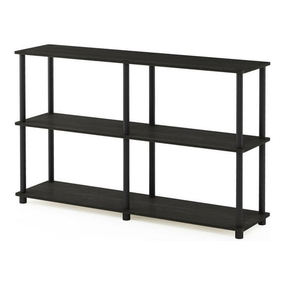 Maklaine Turn-N-Tube Wood 3-Tier Double Size Storage Display Rack in Espresso