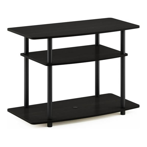 Maklaine Turn-N-Tube Wood 3-Tier TV Stand for TV up to 32" in Espresso/Black