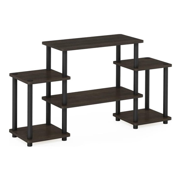 Maklaine Turn-N-Tube Wood Entertainment Center for TV up to 25" in Brown/Black