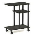 thumbnail image 1 of Maklaine Turn-N-Tube Wood U Shape Sofa Side Table with Casters in Espresso/Black, 1 of 6