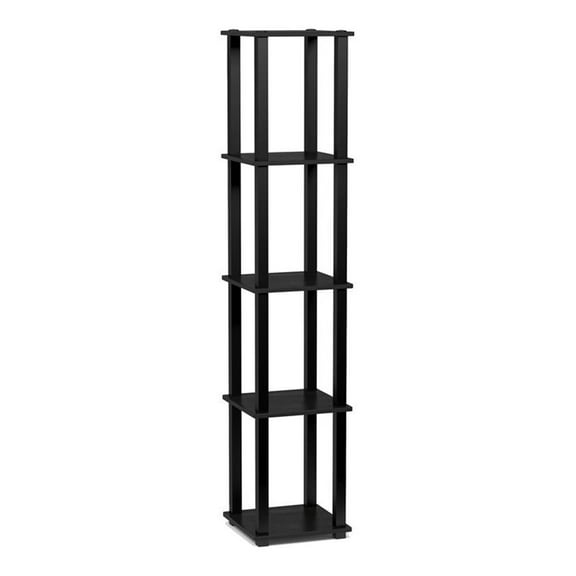 Maklaine Turn-S-Tube Wood 5-Tier Corner Rack Display Shelf in Americano Black