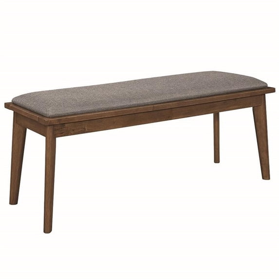 Maklaine Upholstered Wood Dining Bench Gray and Natural Walnut