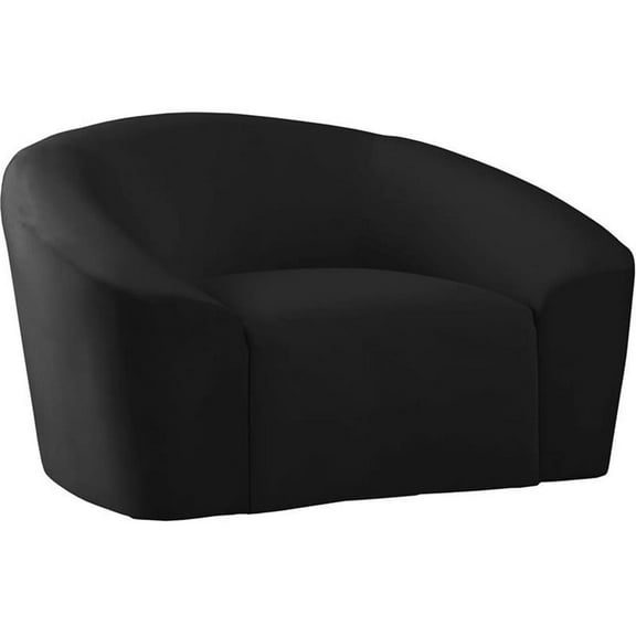 Maklaine Upholstery Contemporary Velvet Chair with Curved Back in Black