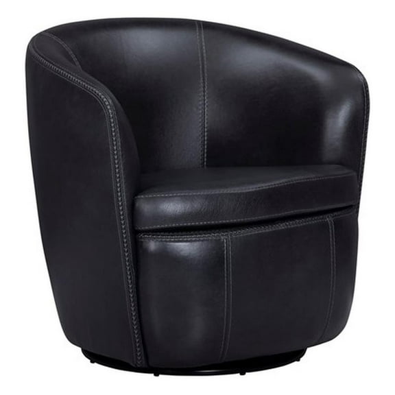 Maklaine Vintage Onyx Genuine Italian Leather Swivel Club Chair
