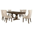 thumbnail image 1 of Maklaine Walnut Wood Dining Set with Extendable Table & Beige Linen Chairs, 1 of 11
