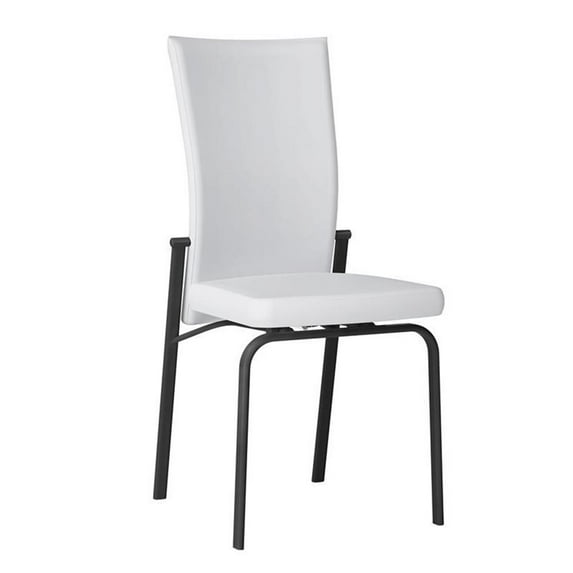 Maklaine White Faux Leather Motion-back Side Chair (Set of 2)