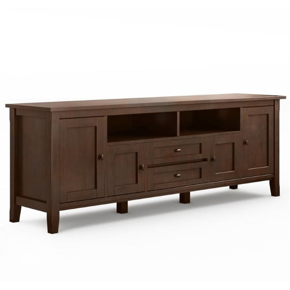 Maklaine Solid Wood Russet Brown TV Media Stand Rectangular 72" Assembly Required