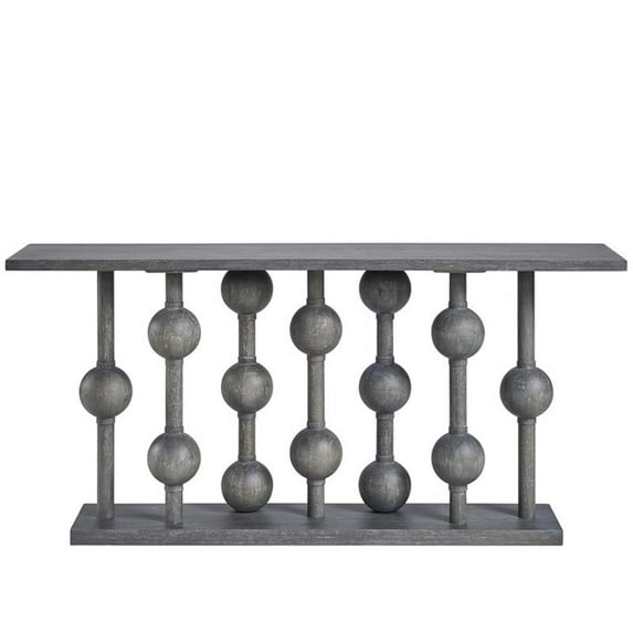 Makline 68" Transitional Oak Wood Foxglove Console in Gray Dusk