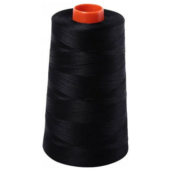 Mako 50 Wt 100% Cotton Thread - 6452 Yard Cone, Black - Long Staple Quilting Thread for Machine & Hand Sewing, Applique, Embroidery, Piecing & Crafting