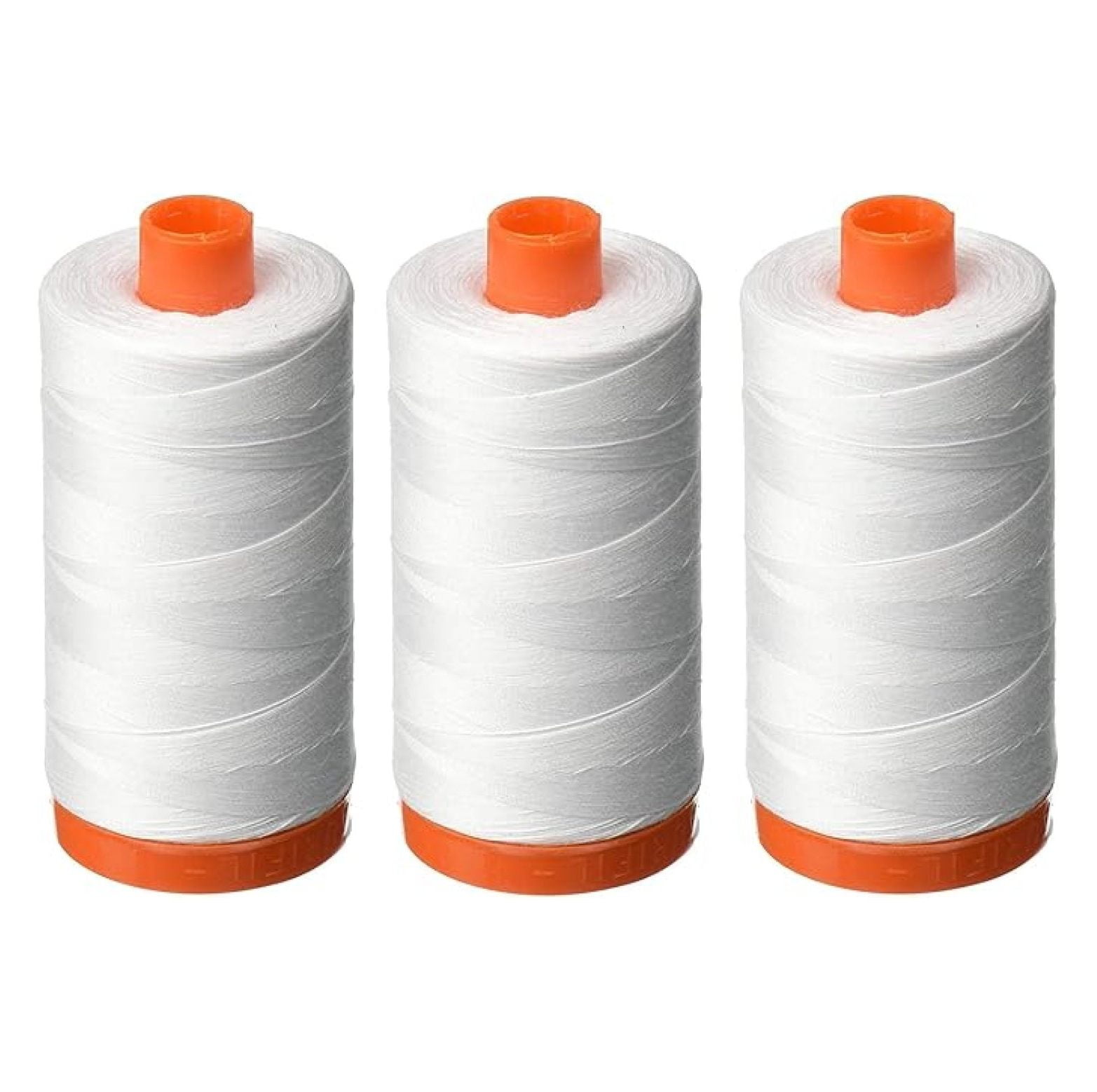 Mako Cotton Thread 50WT - 1422Yds White (3 Pack) | Strong & Versatile Sewing Thread for Quilting, Applique, Embroidery & More