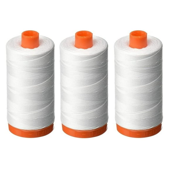 Mako Cotton Thread 50WT - 1422Yds White (3 Pack) | Strong & Versatile Sewing Thread for Quilting, Applique, Embroidery & More