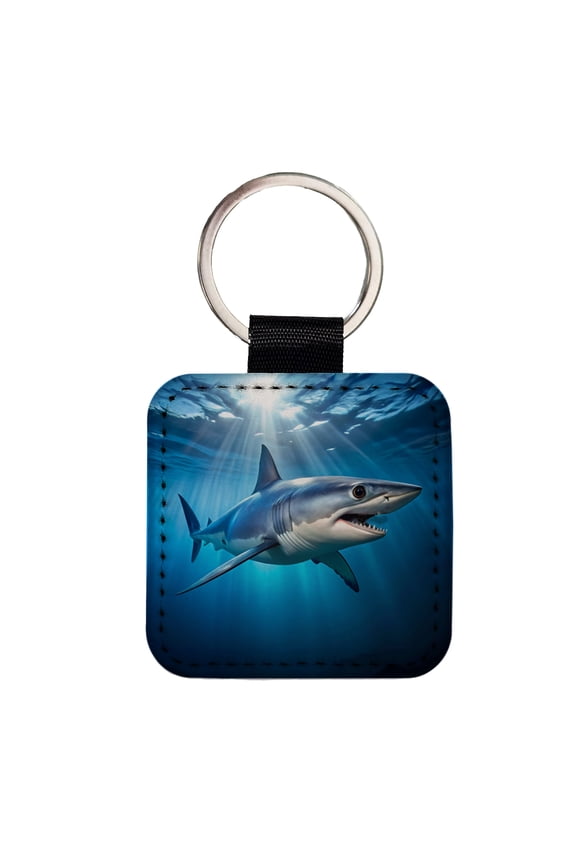 Mako Shark Faux Leather Square Keychain