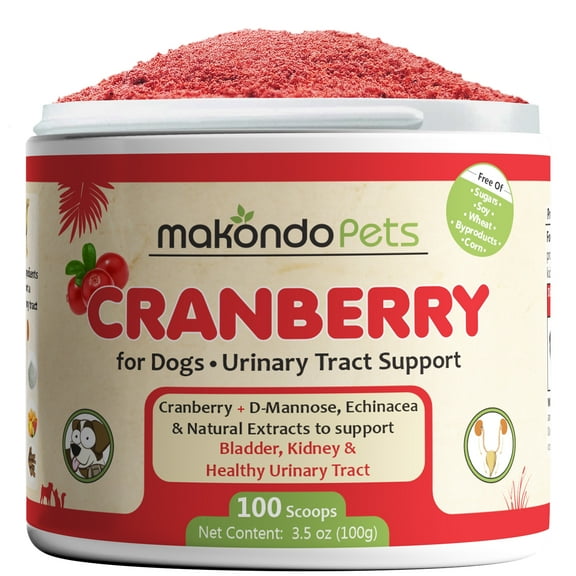 Cranberry for Dogs Powder Supplement with Vitamin C for Urinary Tract Support - Incontinence, UTI Natural Remedy, 100 ct Jar