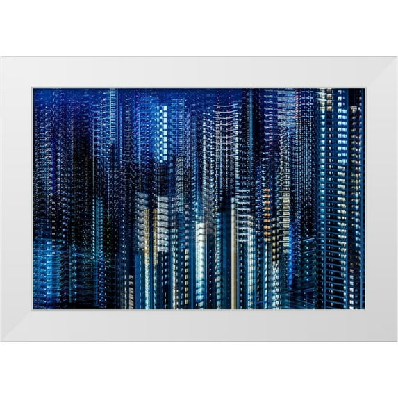 Makoto, Sasaki 32x23 White Modern Wood Framed Museum Art Print Titled - Tokyo Layers