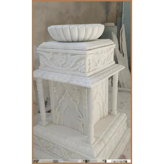 Makrana Marble Flower Pot for Home & Office | Marble Decorative Flower Pot | Flower Pot for Indoor and Outdoor Gardening