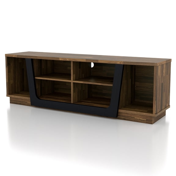 Maks Indoor 6-Shelf Wood Light Hickory TV Stand for Living Room