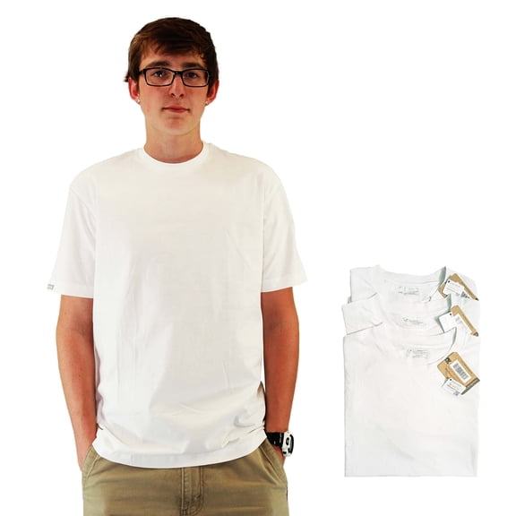 Maks Men's 100% Cotton 3 Pack Pre-Washed Ultra Soft Multipack Crew Neck Premium White/Black T-Shirts Undershirts