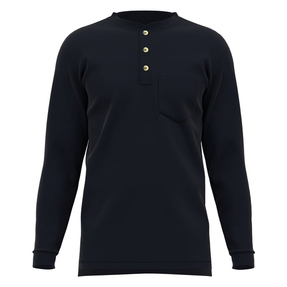 Maks Nanotex Spill and Stain Resistance Loose Fit Heavy weight Rib Knit Cotton Long Sleeve Pocket Henley T-Shirts