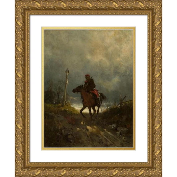 Maksymilian Gierymski 14x18 Gold Ornate Wood Frame and Double Matted Museum Art Print Titled - Insurgent from 1863 (circa 1869)