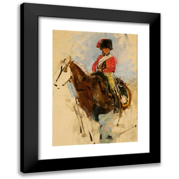 Maksymilian Gierymski 18x24 Black Modern Framed Museum Art Print Titled - Sketch of a Horseman, Hussar (circa 1869)