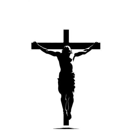 Maktem Jesus Christ on Cross Car Sticker Christian Faith Crucifixion Silhouette Design Waterproof Vinyl Decal Premium Die Cut Minimalist Religious Graphics Auto Window Bumper Vehicle Sticker