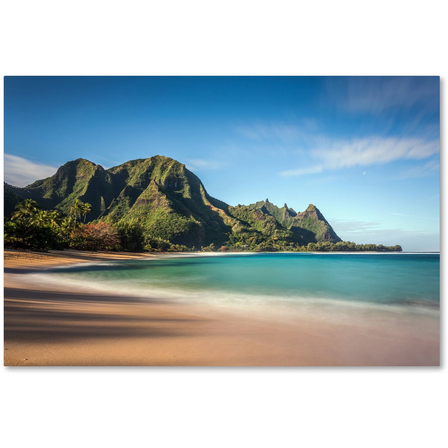 Makua Beach Kauai Framed Canvas Art with Gold Ornate Frame