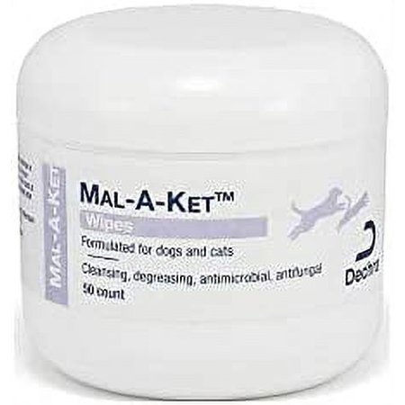 Mal-A-Ket Wipes for Dogs & Cats (50ct) - Antifungal, Antibacterial and De-greasing