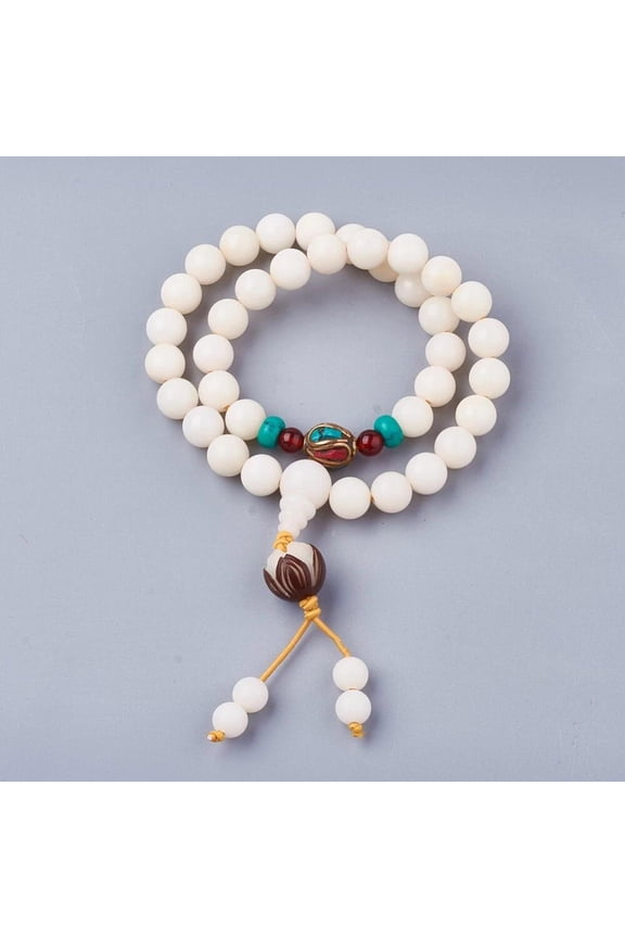 Mala Bead Bracelet Natural Wood Agate Turquoise Wrap Bracelet Buddhist T72