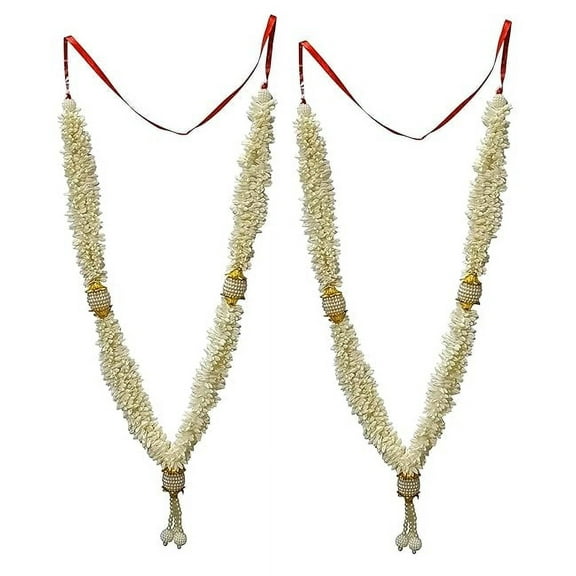 Mala For Photo Frames Of Death Person And God Idols, Garland For Photos Of Loved Ones, God, Ancestors And Pitra, Pooja Room, 42 Cm (White)
