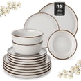 thumbnail image 1 of Malacasa 18 Pcs Dinnerware Sets For 6 people, Plates and Bowls Set, Stoneware Tableware Dishwasher Microwave Safe, Grey, 1 of 10