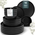 thumbnail image 1 of Malacasa 18 Pieces Stoneware Dinnerware Set for 6, Stackable Plates and Bowls sets, Dinner Set, Microwave & Dishwasher Safe, Black, 1 of 10