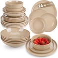 thumbnail image 1 of Malacasa 24 Pcs Dinnerware Sets, Stoneware Plates and Bowls Set, Tableware Dishwasher Microwave Safe, Serves For 6 people, Brown, 1 of 10