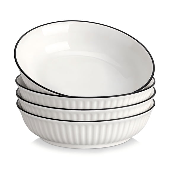 Malacasa Pasta Bowls, 34 oz Ceramic Salad Bowls Set of 4, Large Kitchen Bowls Set for Serving Soup, Pasta, Dinner, Microwave Dishwasher Safe