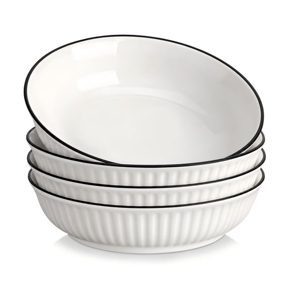 Malacasa Pasta Bowls, 34 oz Ceramic Salad Bowls Set of 4, Large Kitchen Bowls Set for Serving Soup, Pasta, Dinner, Microwave Dishwasher Safe