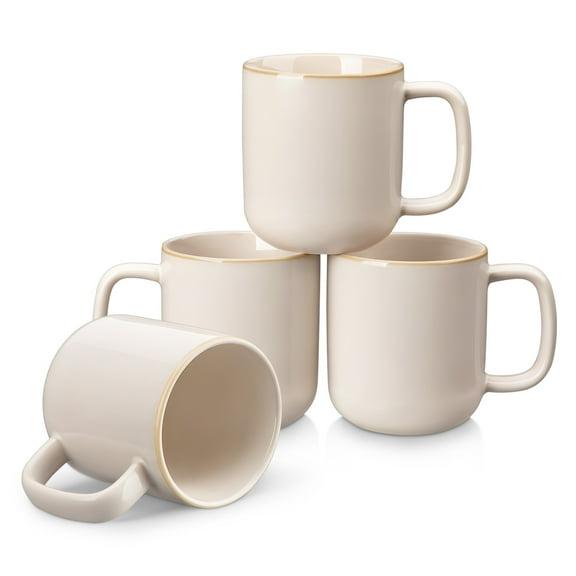 Malacasa Stoneware Coffee Mugs Set, 12 oz Coffee Cups Set of 4, Dishwasher & Microwave Safe, Beige