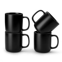 Malacasa Stoneware Coffee Mugs Set, 12 oz Coffee Cups Set of 4, Dishwasher & Microwave Safe, Black