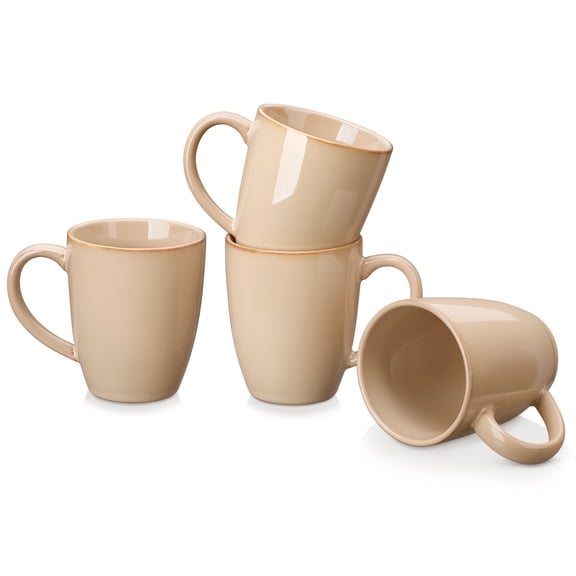 Malacasa Stoneware Coffee Mugs Set, 12 oz Coffee Cups Set of 4, Dishwasher & Microwave Safe, Brown