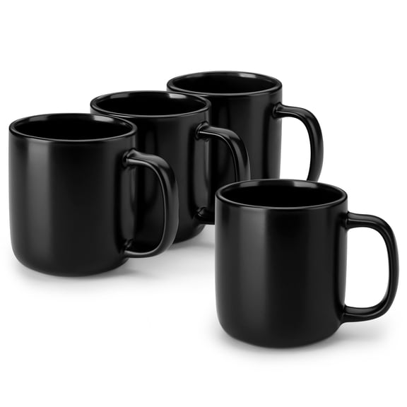 Malacasa Stoneware Coffee Mugs Set, 16 oz Coffee Cups Set of 4, Dishwasher & Microwave Safe, Black
