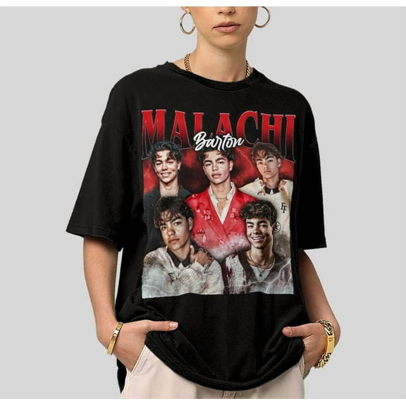 Malachi Barton 90s Vintage T-Shirt, Retro Style Malachi Barton Tee, Aesthetic Celebrity Shirt,Black Color,Size L