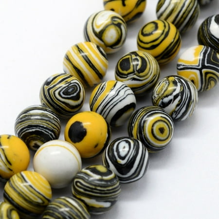 Malachite Beads Strands Dyed Round Black 8mm Hole: 1mm 46pcs/strand 14.76 inch(37.5cm)